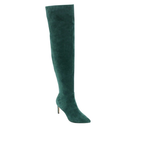 Charles David Piano Over The knee Dress Boots Green Fine Leather Size 8 NWOT - Picture 1 of 8